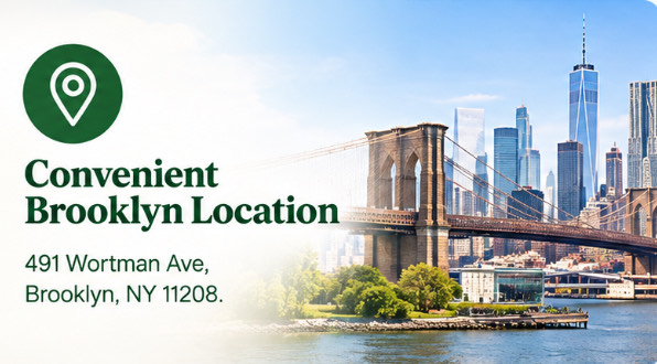 Convenient Brooklyn Location — 491 Wortman Ave, Brooklyn, NY 11208.